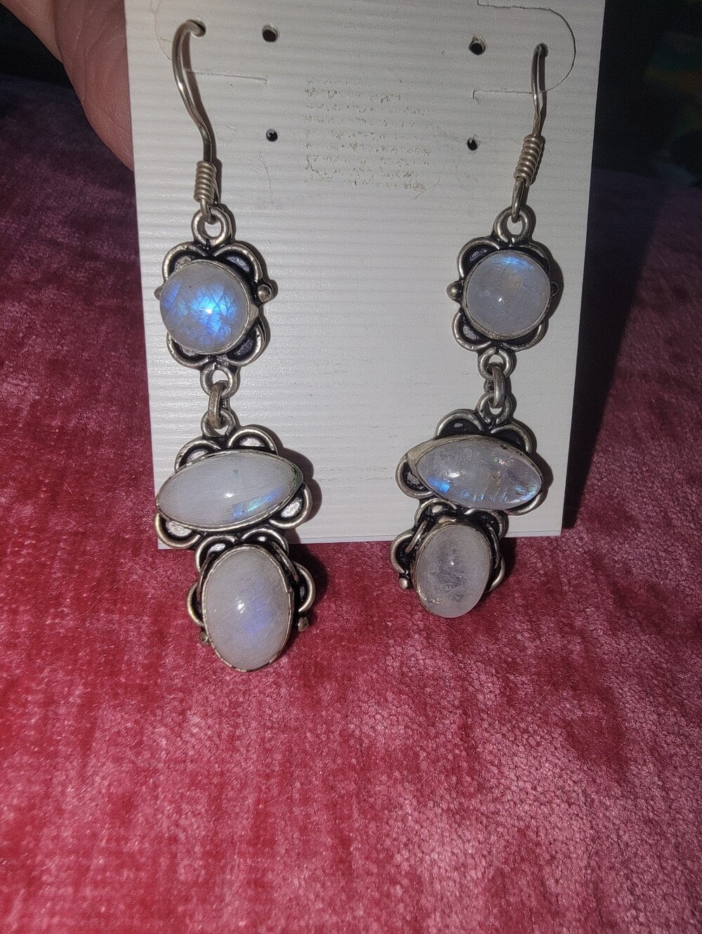 Moonstone Vintage 3 Tiered Earrings ππ - Picture 5 of 8